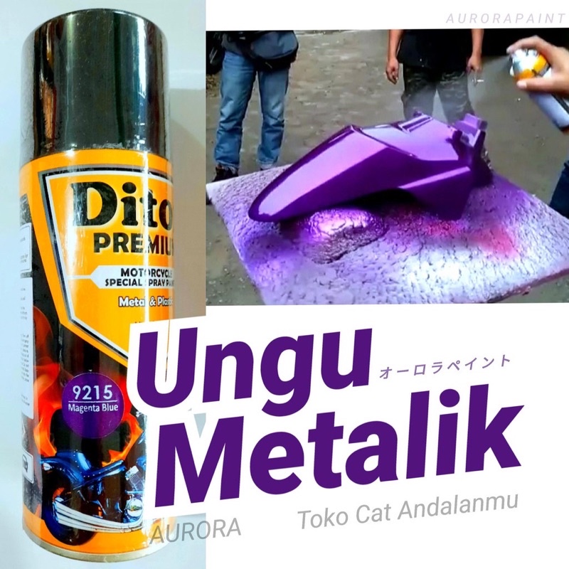 Diton Premium Magenta Blue 9215 Ungu Metalik 400ml Pilok Tahan Bensin cat semprot spray motor mobil 
