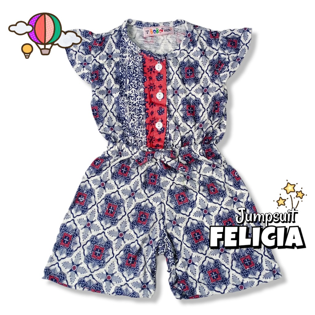 FELICIA 0-2,5 THN JUMPSUIT ANAK BAYI PEREMPUAN Jamsuit Jumsuit Pendek Kaos Pakaian Baju Anak Bayi Balita Bobo Kids-2I MstyWhitMozaicRed