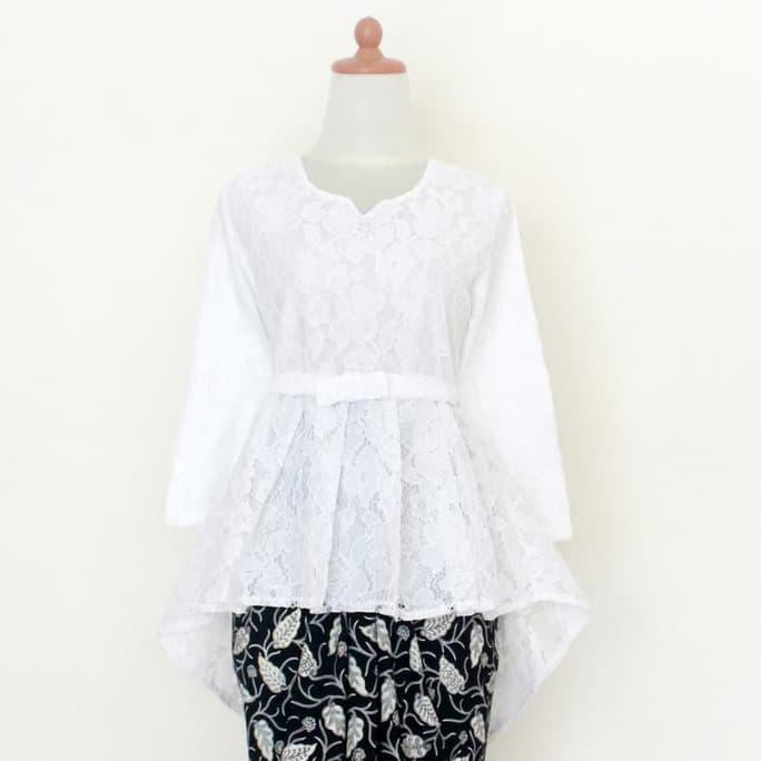 Kebaya Modern Atasan Brukat Aira Putih N8509