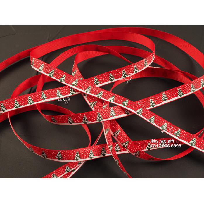 

PITA NATAL CHRISTMAS - GROSSGRAIN - MERAH - POHON NATAL SALJU; L 1.5CM - 20 YARD TERMURAH