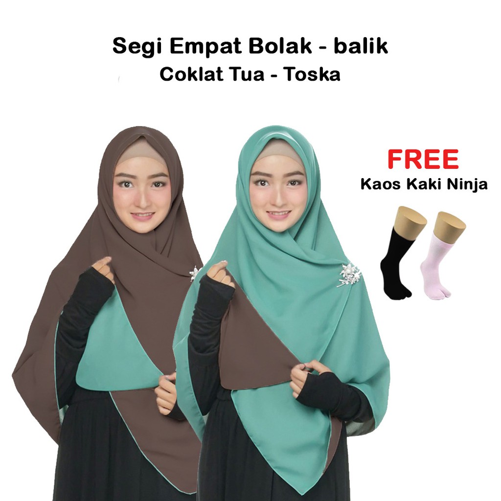 Jilbab Segi Empat Bolak Balik Polos