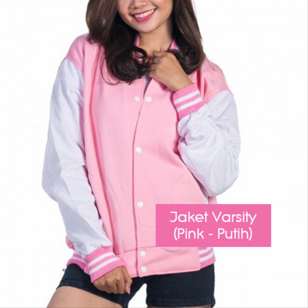 Baseball Varsity Pink Putih