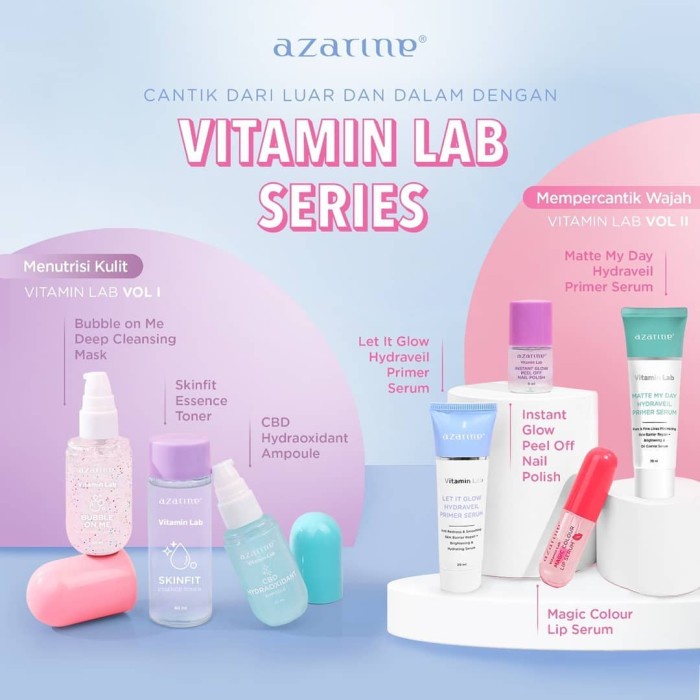 ❤ jselectiv ❤ AZARINE VITAMIN LAB SERIES - Cleansing Mask | Essence Toner | CBD Ampoule | Primer Serum | Lip Serum | Nail Polish