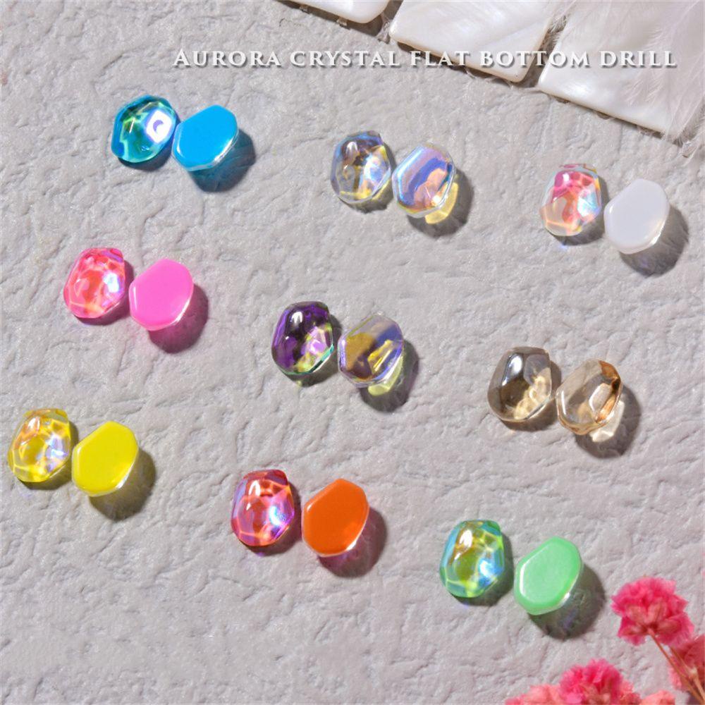 Chookyy 5pcs Nail Rhinestones Nail Aksesoris Manicure Aurora Flatback Shiny Crystal Nail Art Dekorasi