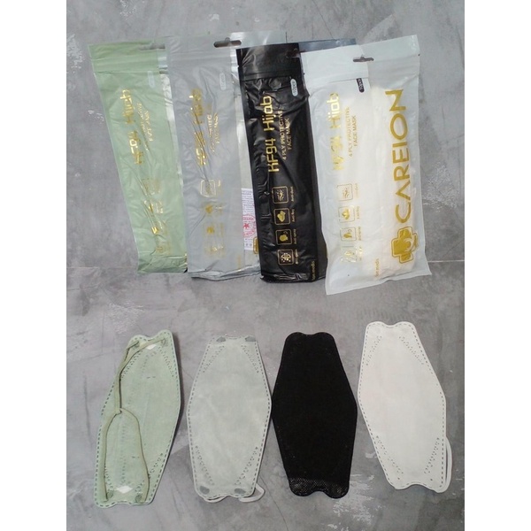 kf94 careion hijab hitam/putih warna isi 10 pc