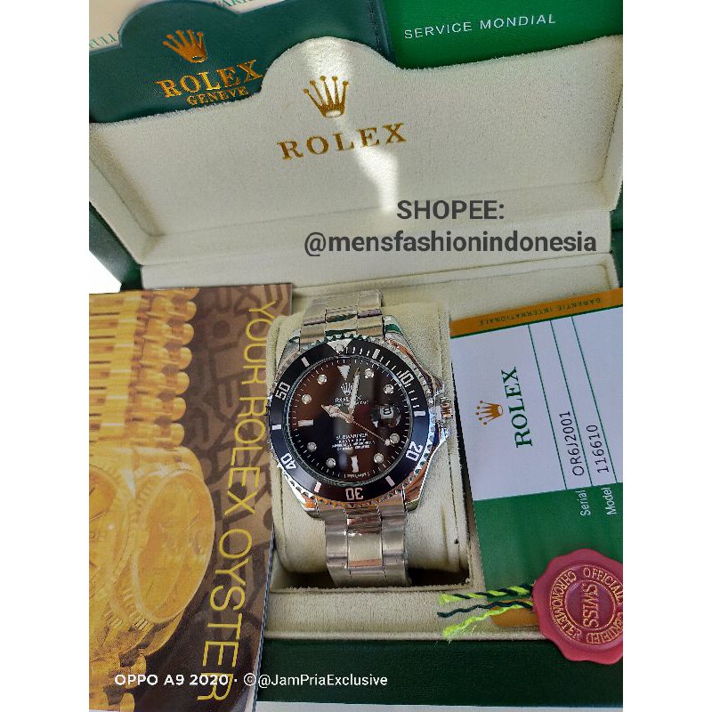 JAM TANGAN ROLEX COWOK BATERAI QUARTZ SUBMARINER SILVER