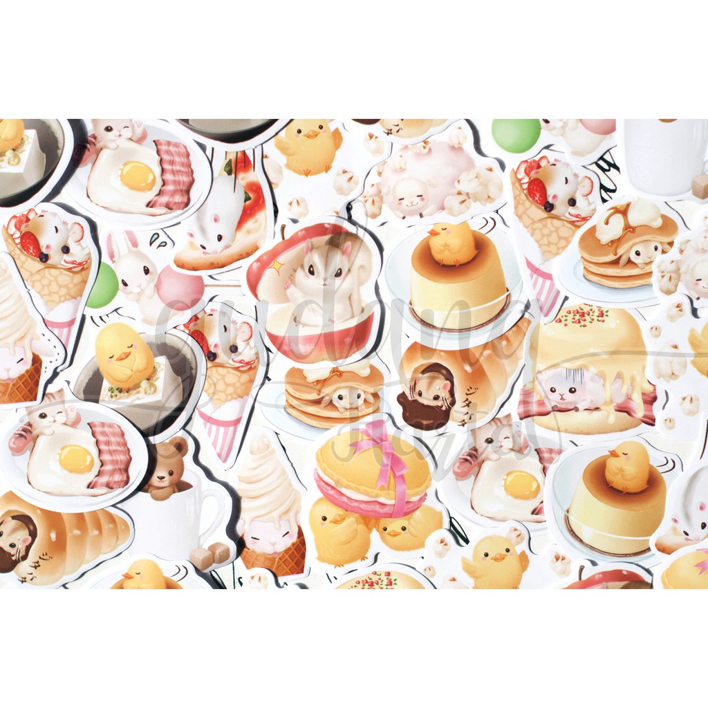 Stiker Dessert Animal Hamster Rabbit Cat Kucing Lucu Stiker Unik DIY Scrapbook GH 303701