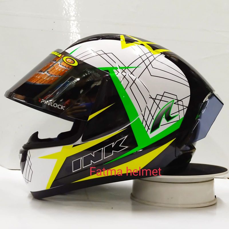 HELM INK CL-MAX PAKET GANTENG VISOR IRIDIUM (include visor ori)-#3 wh/green