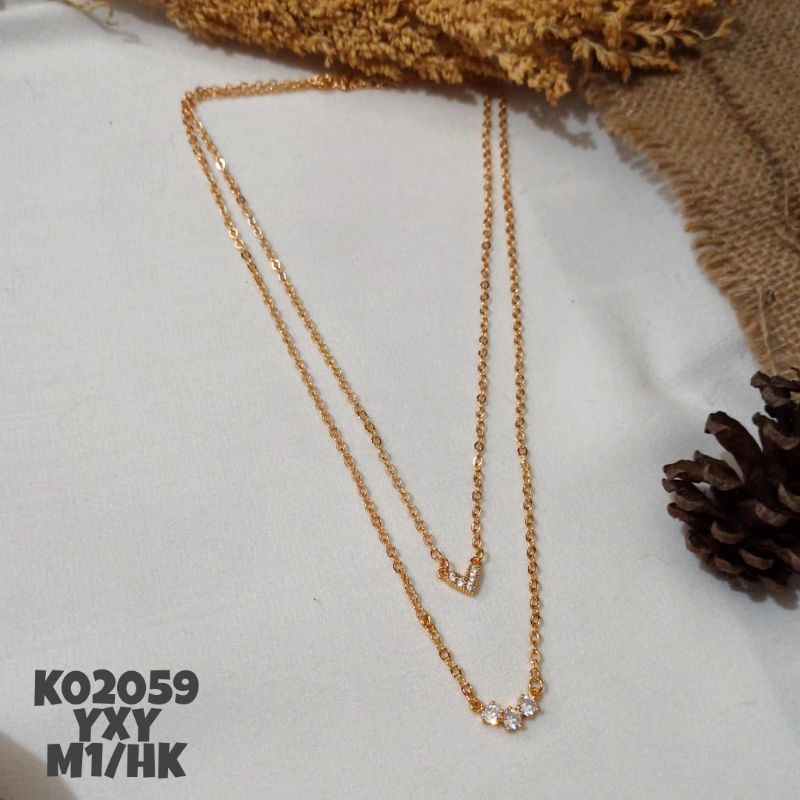 Kalung Yaxiya Koye Double Layer warna gold K02059