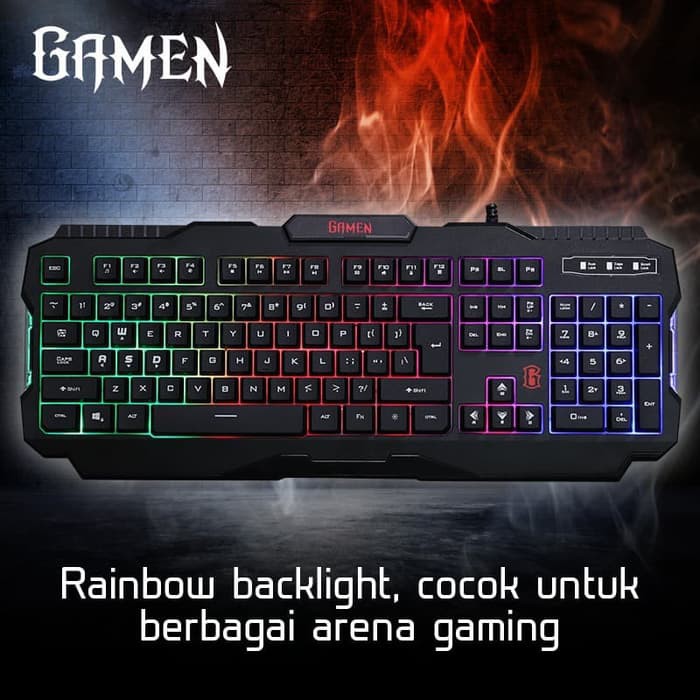 Gaming Keyboard GAMEN GK100 Rainbow Backlight Waterproof - Garansi Resmi 1 Tahun