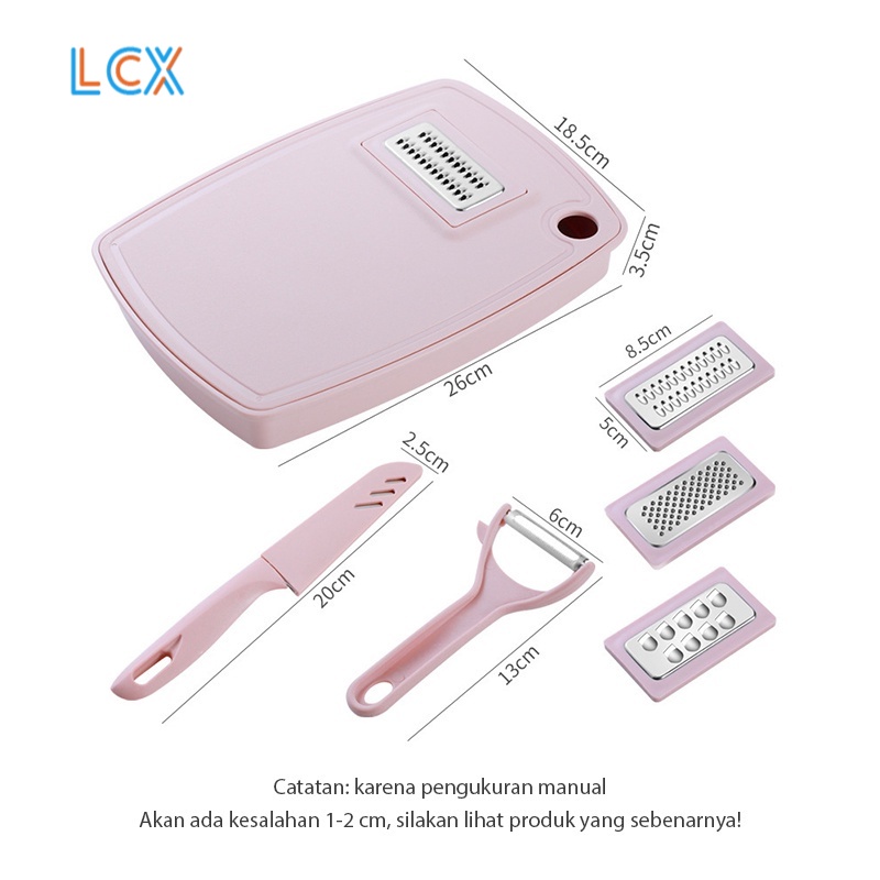 LCX Pisau Set Talenan Lipat Multifungsi 7In1 Multifungsi Pengiris Parutan Chopper Kitchen Serbaguna