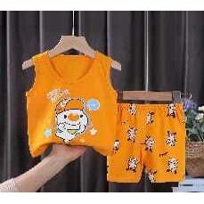 ( zwq ) TL007-010 Setelan Anak 0-6 Tahun Setelan Bayi Piyama Baju Tanpa Lengan + Celana Pendek