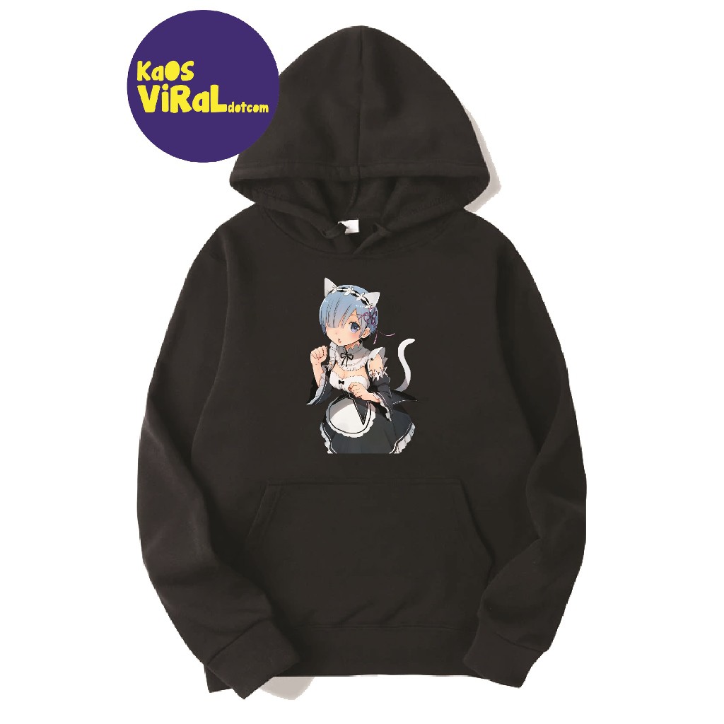 JACKET HOODIE ANIME WAIFU RE:ZERO REM NEKO CAT HOODIE