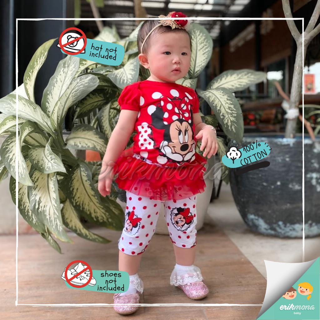 ❤️baju bayi jumper bayi ❤️free celana tutu model karakter minnie polkadot❤️