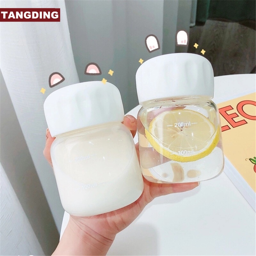 【COD Tangding】220ml Botol Minum Mini Portable Transparan Gaya Korea Level Tinggi