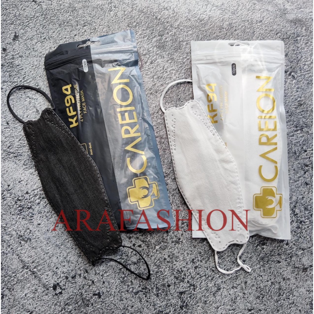 BLACK WHITE CAREION KF94 MASKER KF94 4PLY CAREION KEMENKES HITAM PUTIH