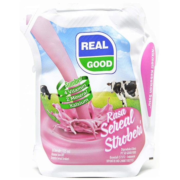 

Real Good Susu Cair Uht Sereal Stroberi 125Ml