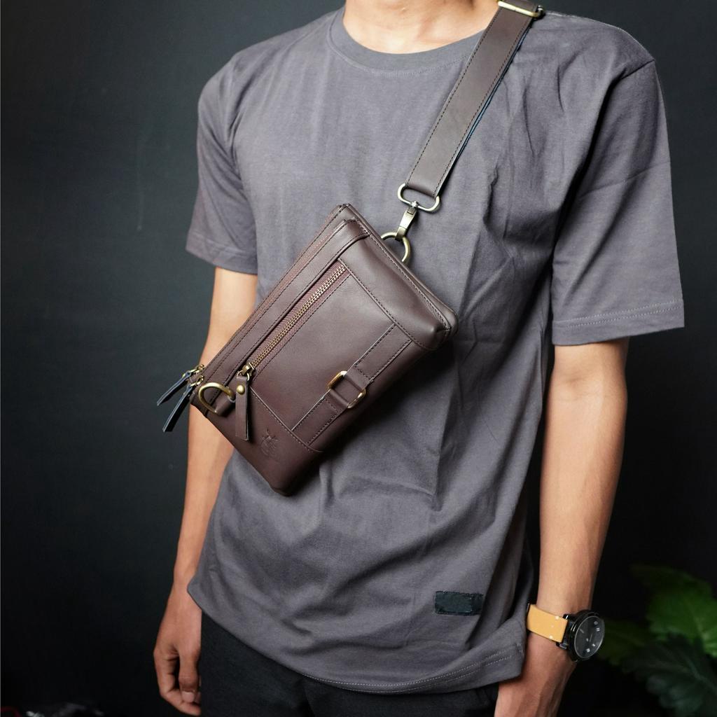Caliandravieri CVR3 Valerio Clutch Bag Kulit Asli Slingbag Multifungsi Kekinian