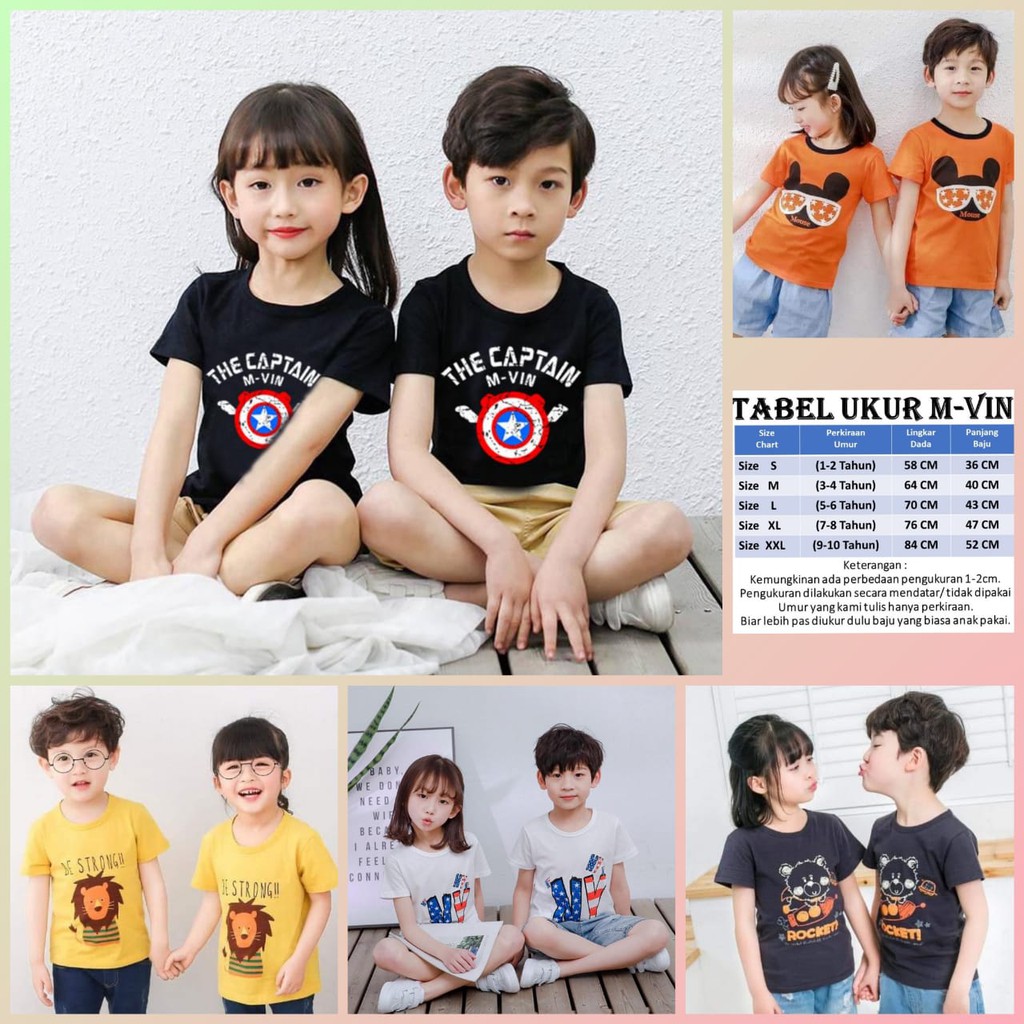 KAOS TUMBLR ANAK Captain M-VIN / Baju Kaos Anak / Atasan Anak lucu 1-9tahun MALVIN