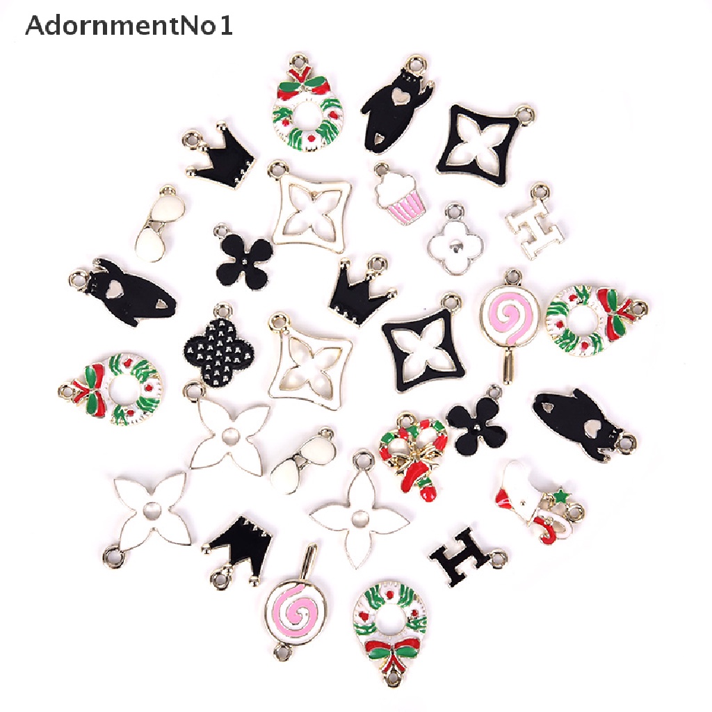 (AdornmentNo1) 30pcs / Set Charms Enamel Gaya Campur Bahan Alloy Untuk Aksesoris Gelang / Perhiasan DIY