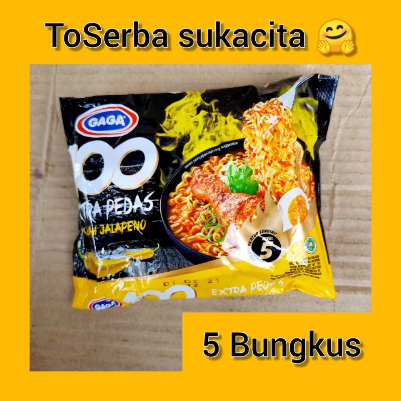 

Mie 100 Instan , mie goreng extra pedas kuah jalapeno ( 5 Bungkus )