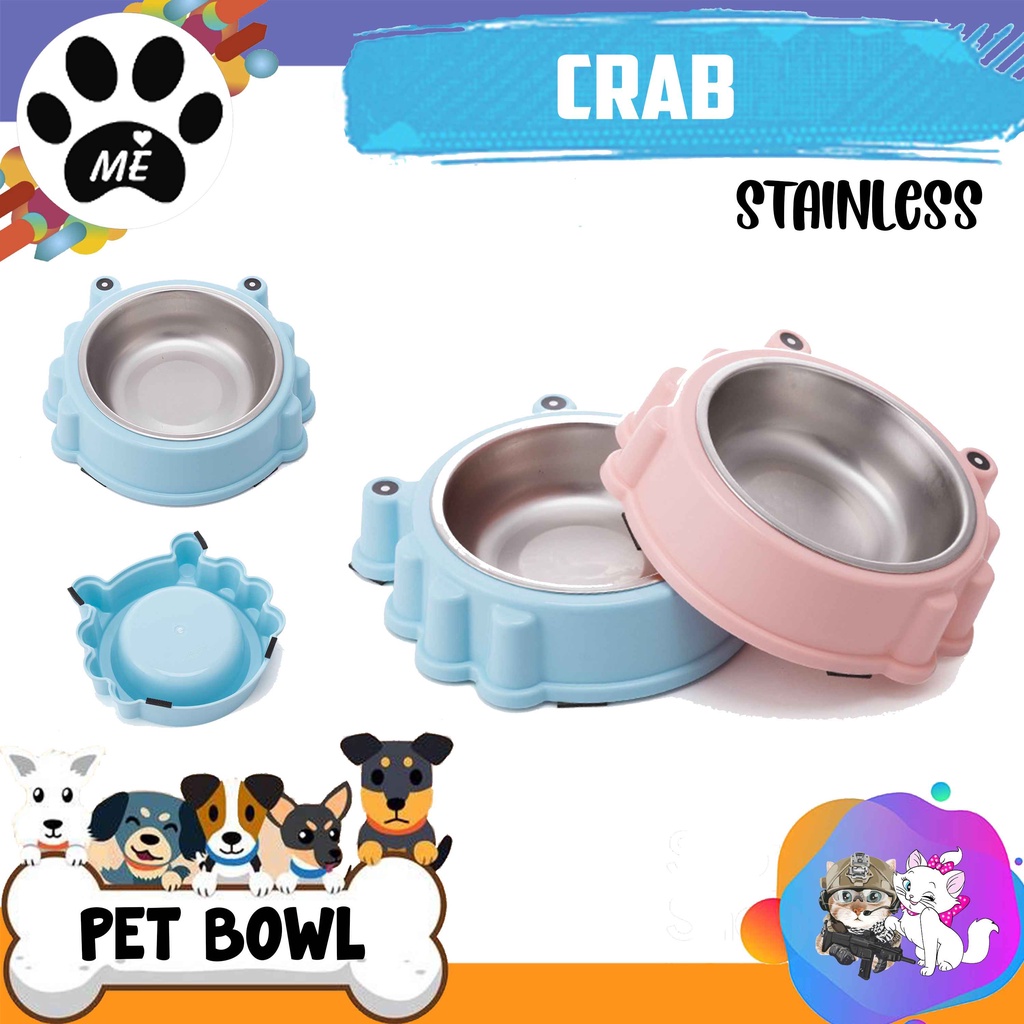 Pet Bowl Anti Slip &quot;CRAB STAINLESS&quot; Tempat Makan Minum Hewan