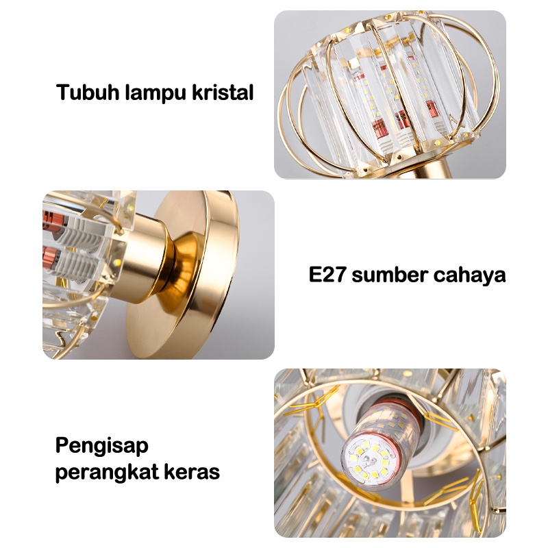 Lampu plafon LED ceiling minimalis kaca 3 Color Light Lampu kristal plafon rumah modern 6001 Termasuk bohlam E27