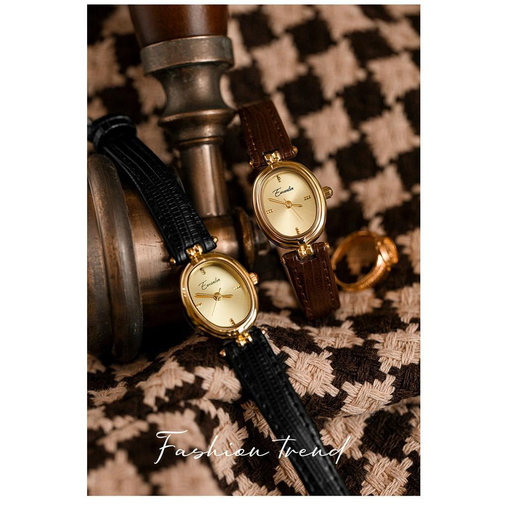 Jam tangan wanita EAVANLIN VINTAGE OVALE tali kulit asli termurah bagus trend 2023