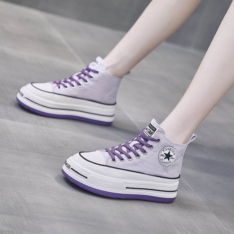 DENDEN.ID Sepatu Boots Wanita Tinggi Sepatu Kuliah Sekolah Fashion Korea Import