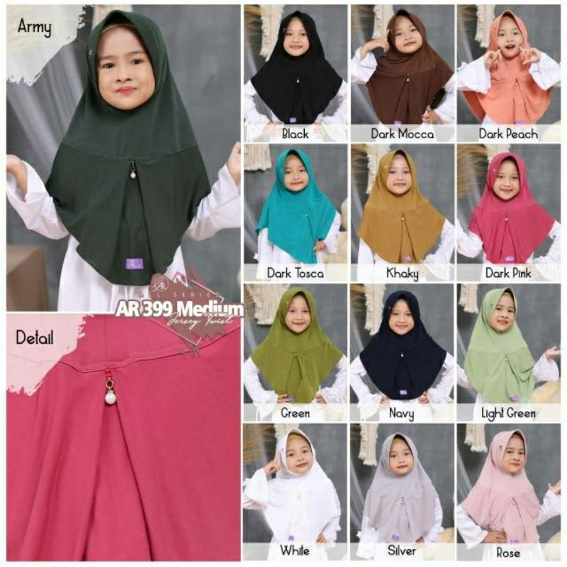 AR 399 medium kids hijab/jilbab/kerudung/bergo anak instan murah branded by arrafi