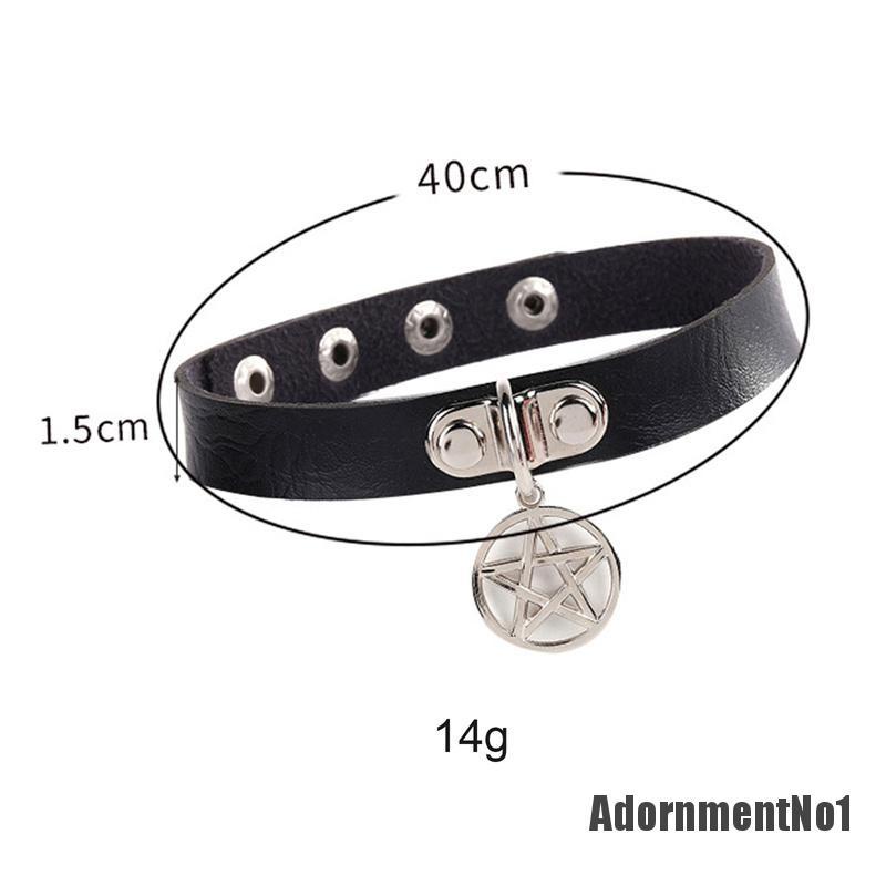 (Adornmentno1) Kalung Choker Gaya Gothic Punk Bentuk Pentagram Aksen Hollow Untuk Wanita / Cosplay