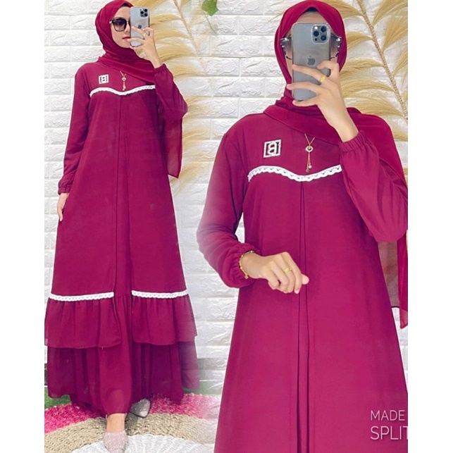 Gamis Malaysia SERENA DRESS MAXY Matt Ceruty LD 105-Gamis Wanita Busui Friendly