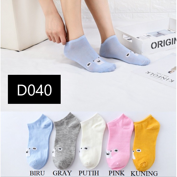 Swopply D030 D040 D050 Kaos Kaki Motif Love dan Beruang Wanita Kaos Kaki Pendek Korea   Short Socks