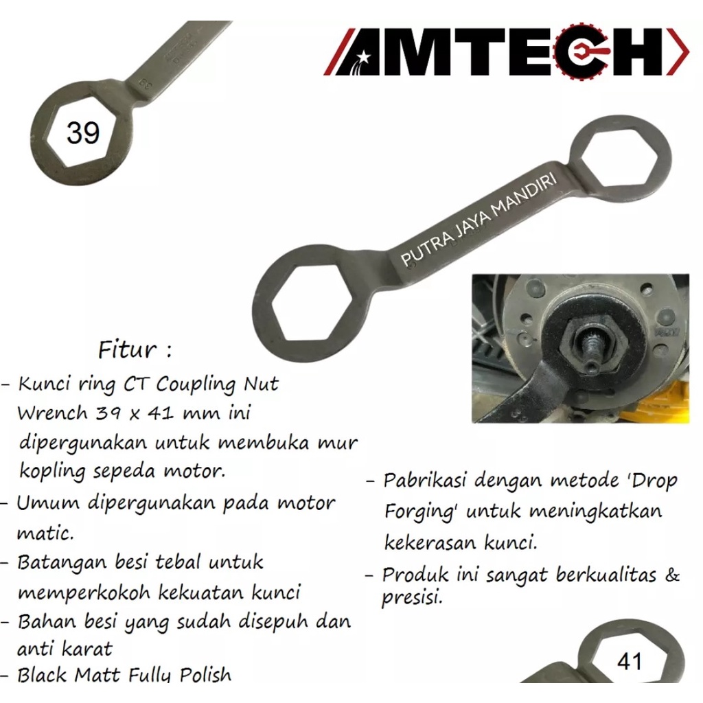 Amtech Paket Treker Cvt Tahanan Kopling Motor Matic &amp; Kunci Blok 39 x 41 Mm