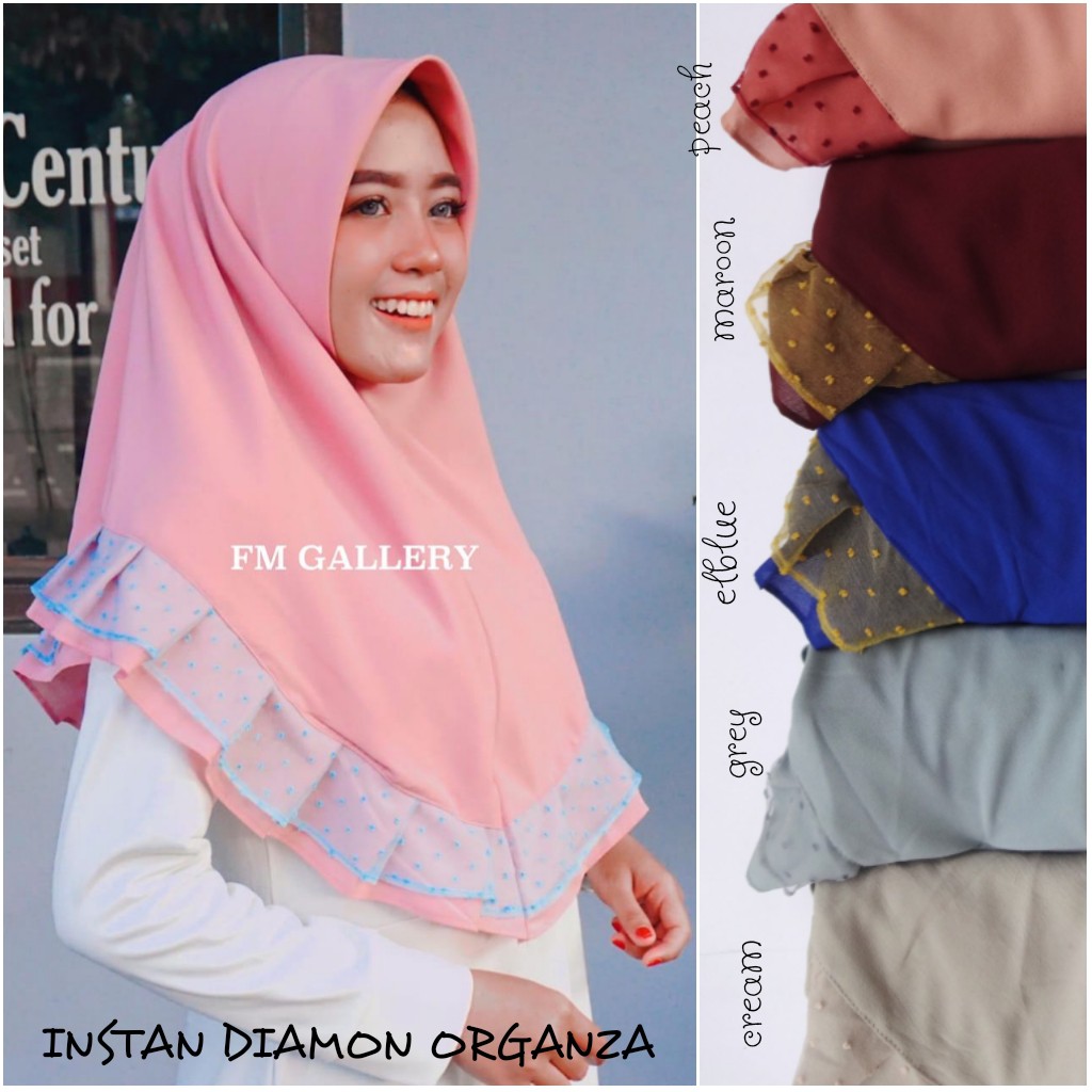 HIJAB INSTAN DIAMOND REMPEL ORGANZA DOT