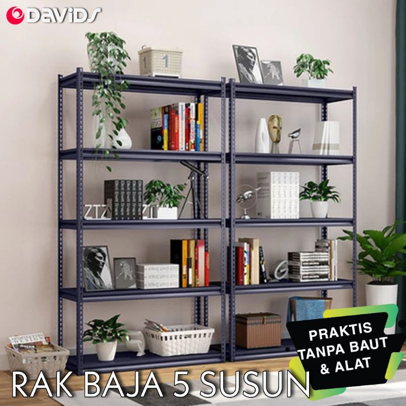 Rak Besi Serbaguna Susun 5 Siku Gudang Dapur Barang Toko Laundry Minimalis Boltless MyStar