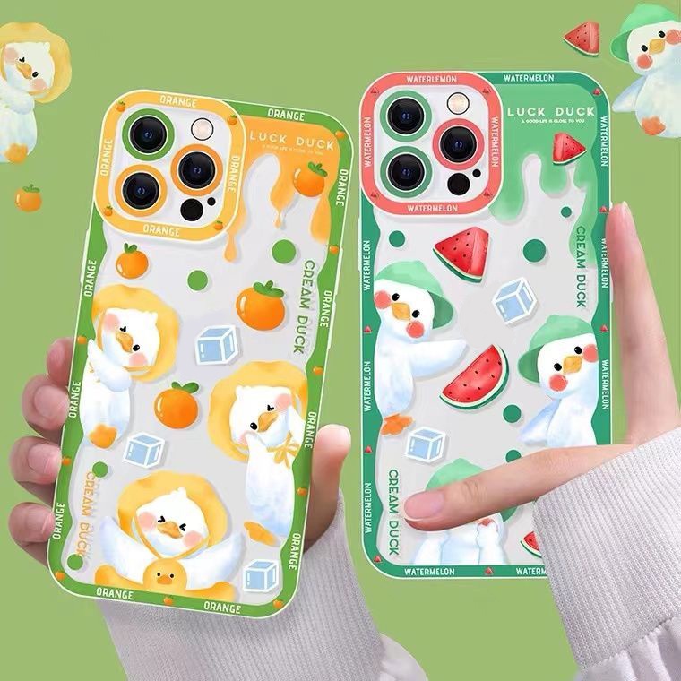 Soft Case Silikon TPU Transparan Motif Bebek Untuk IPhone 14 13 12 11 Pro X XR XS Max SE 6 6S 7 8 Plus