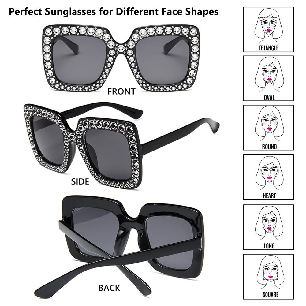 Lily Oversized Sunglasses Kacamata Matahari Retro V400 Kristal