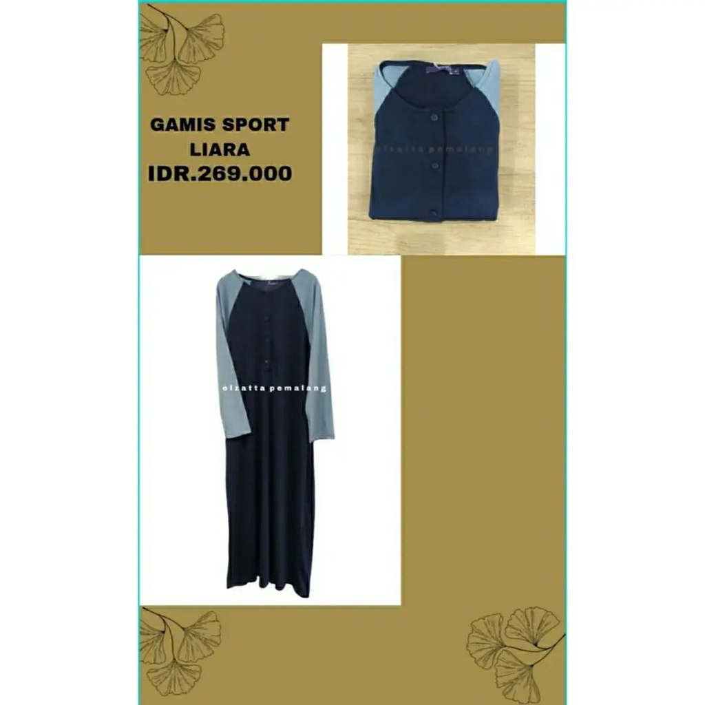 Dress busana muslim wanita gamis sport liara elzatta bahan kaos biru navy