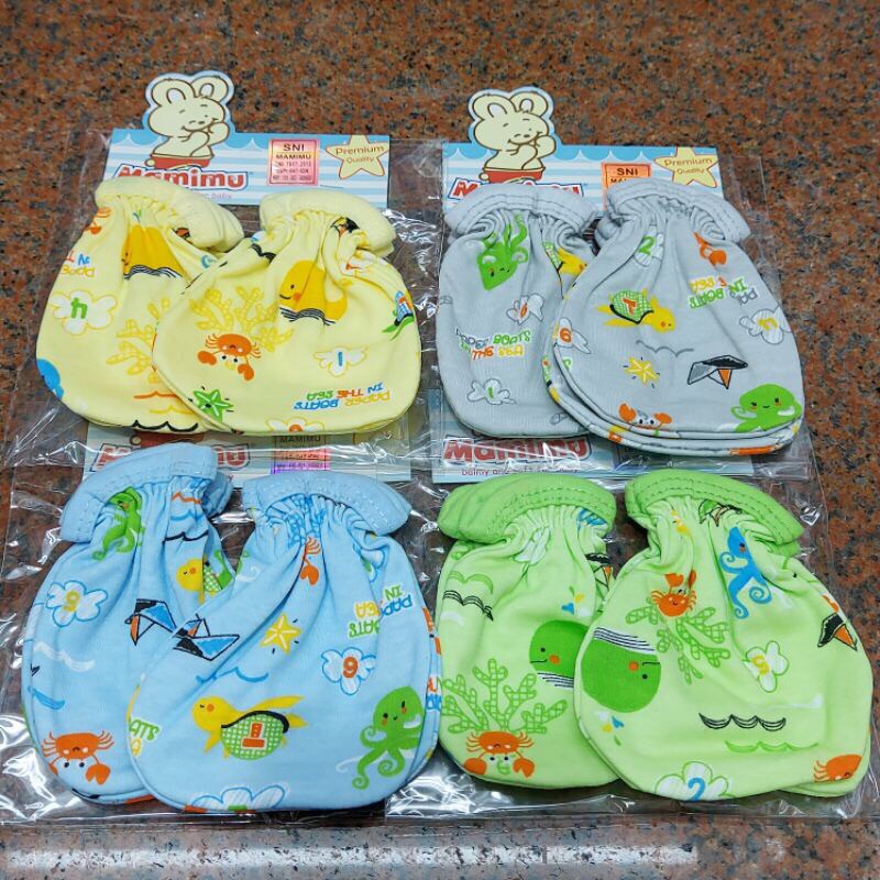 SARUNG TANGAN &amp; KAKI BAYI MAMIMU SNI SETELAN SARUNG TANGAN KAKI BAYI newborn 0-3 bulan HALUS &amp; BAGUS