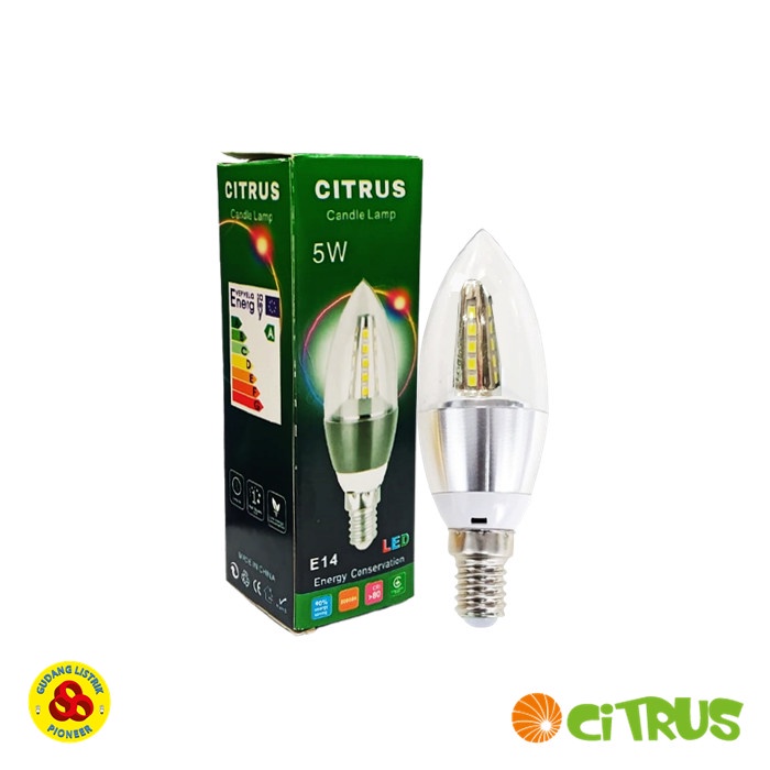 Citrus Lampu LED Candle 5W Putih E14 Clear Bohlam Jantung 5 Watt CDL