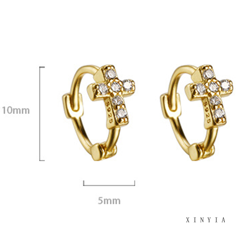 Anting Bulat Mini Lapis Emas 14k Hias Cubic Zirconia Untuk Wanita