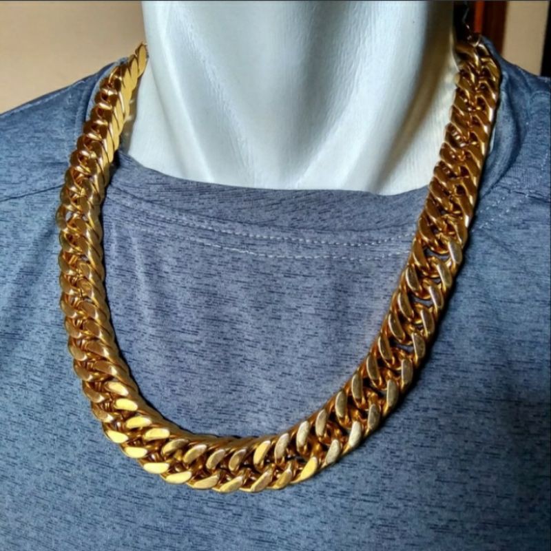 kalung pria rantai besar super big size titanium gold emas