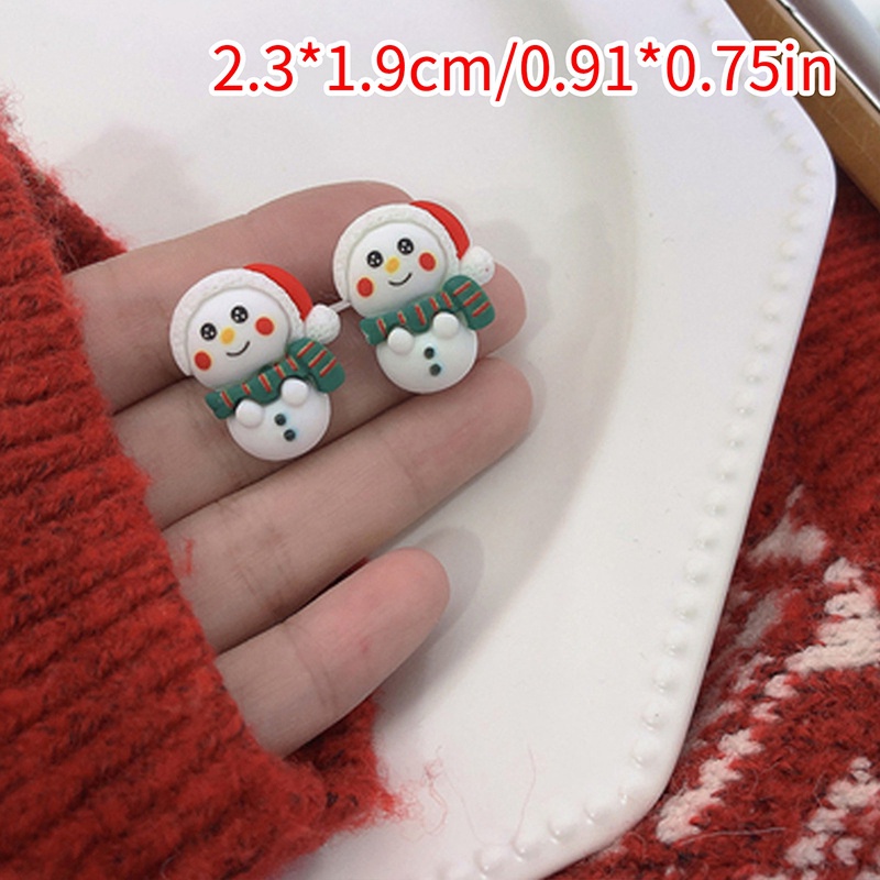 Anting Desain Santa Claus Snowman Bahan Resin Untuk Wanita