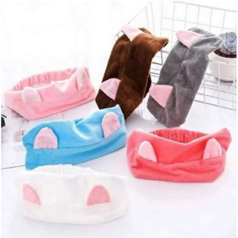 Bando Kuping Kucing Lucu / Bando Korea Import Headband Kain Karet / Bando Bulu Lucu