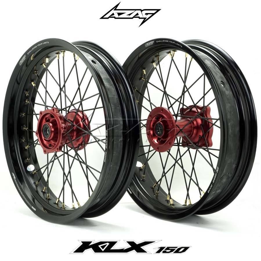 WHEELSET VELG SET SUPERMOTO KLX 150 FULL SCARLET BLACK RED
