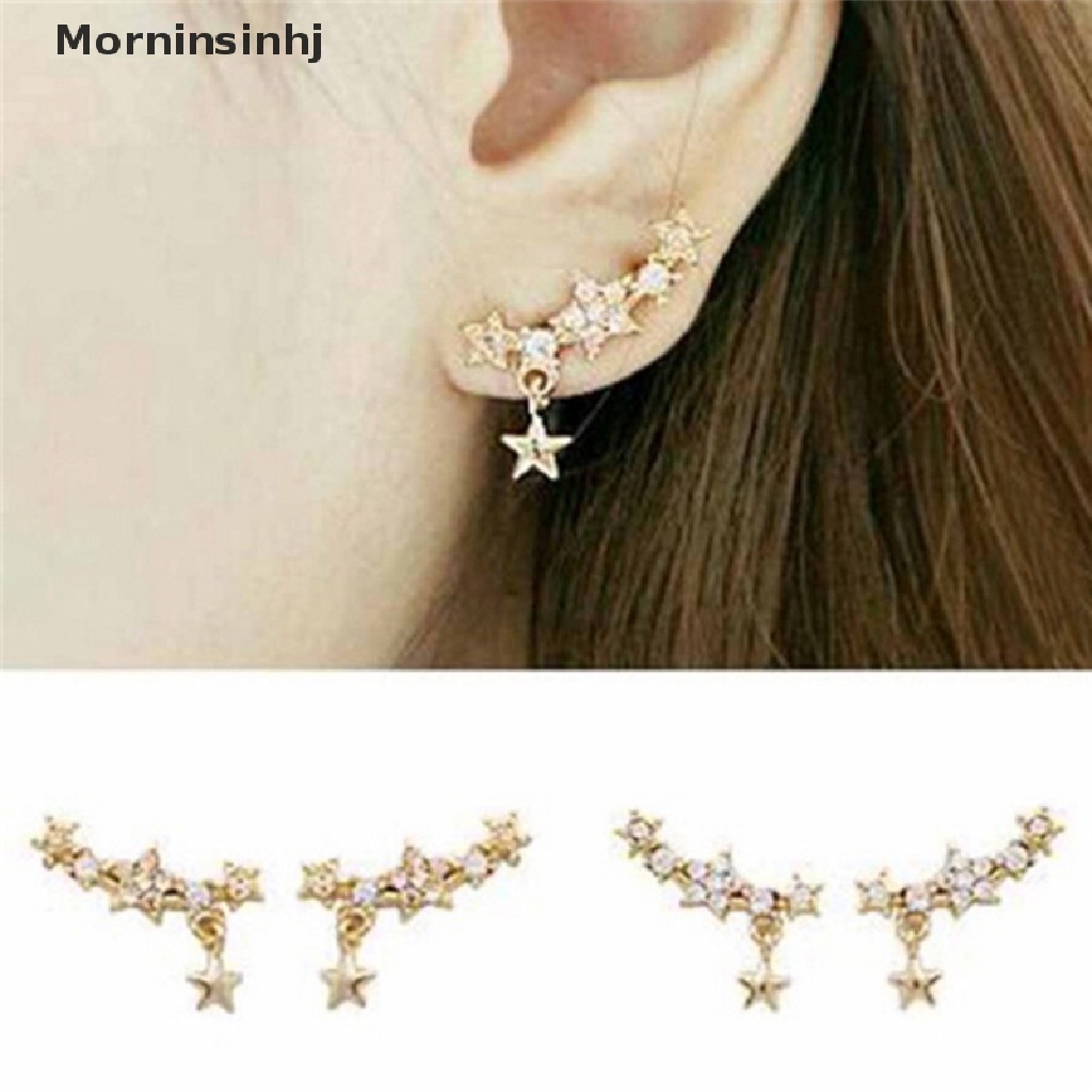 Mornin Bintang Kristal Berlian Imitasi Ear Stud Earring Eardrop Anting Wanita Perhiasan Fashion id