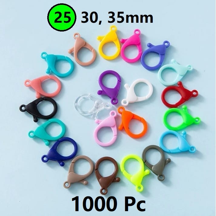 Kaitan Kokot Udang Plastik Claps Plastik Doff Warna-Warni Uk 25mm Harga/1000Pc