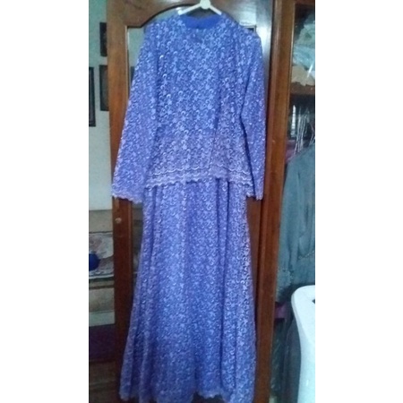 Gamis full brukat ungu ,putih tulang