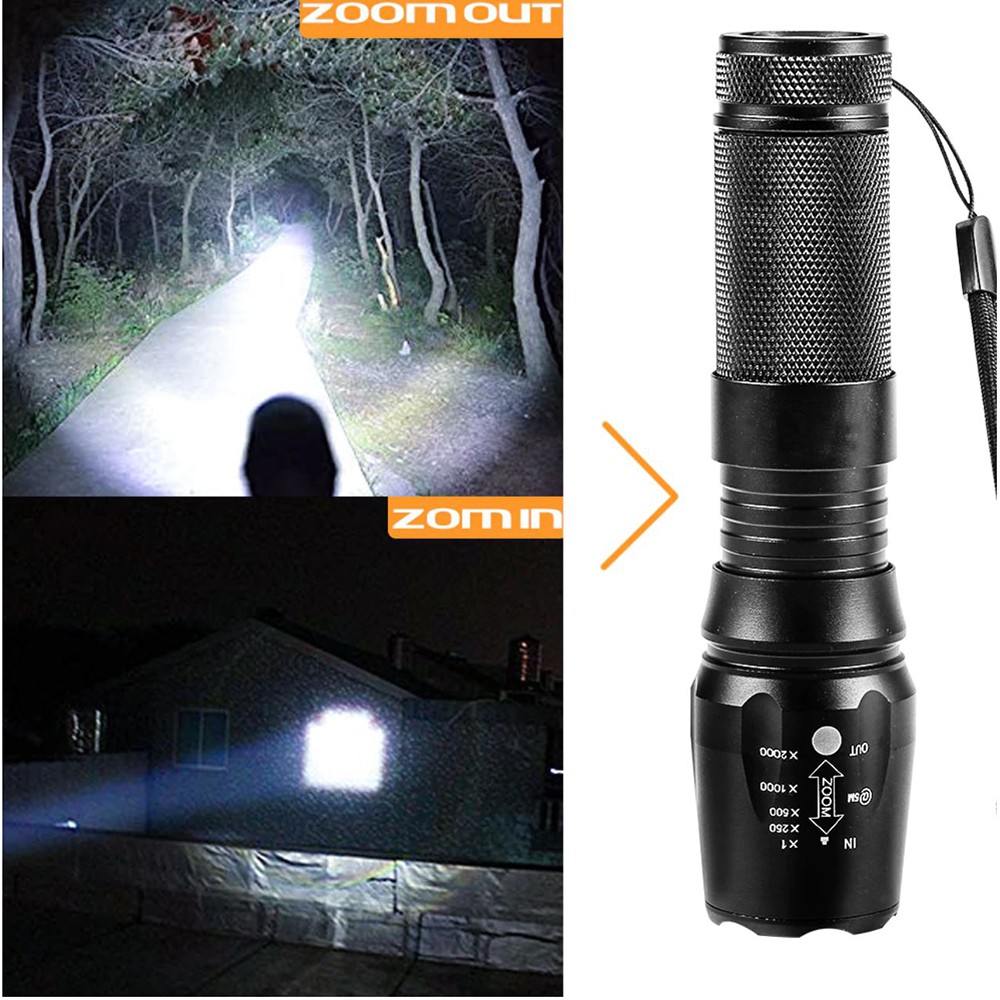 TaffLED Senter Tactical LED Cree XML-T6 3000 Lumens + Baterai + Charger + Box - MPFL02BK